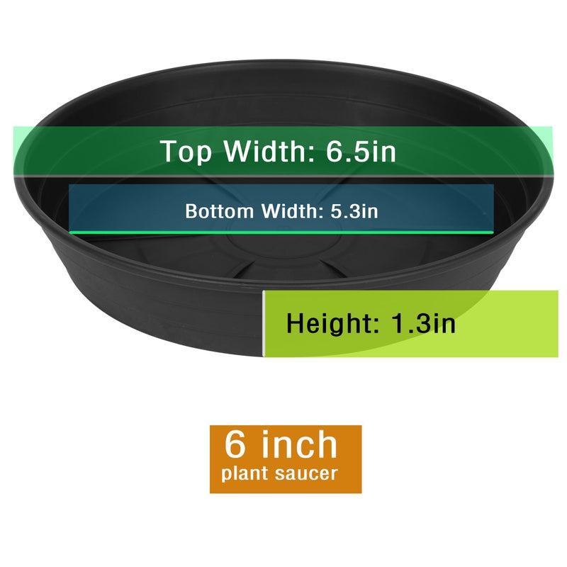 LWALRS 4 Packs 6 Inches Plant Saucer Drip Trays, Round Plastic Plant Pot Saucers Flower Pot Tray for Indoor Outdoor - Image 2